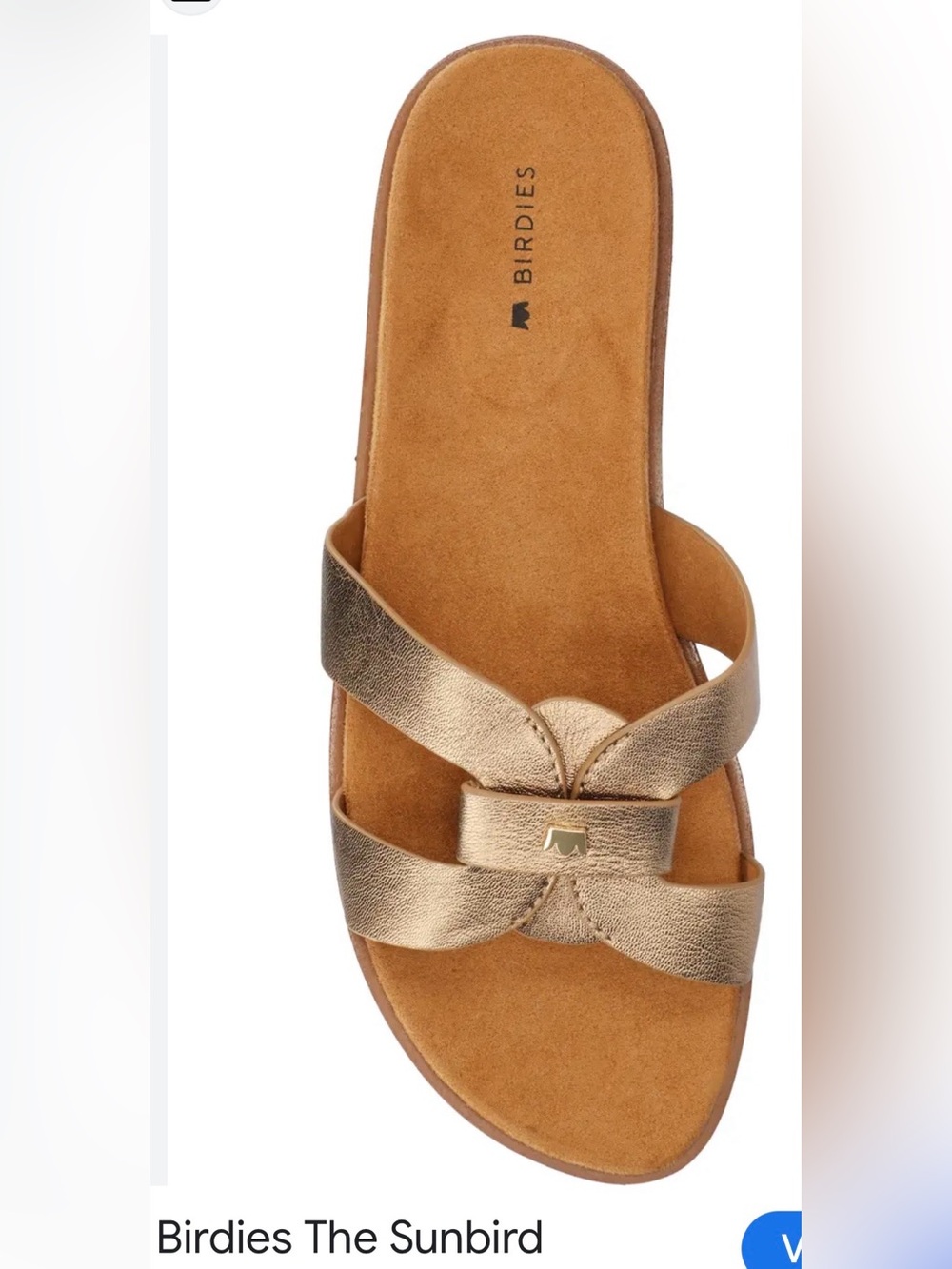 Birdies Sunbird Slide Sandal in Metallic Gold-Tan